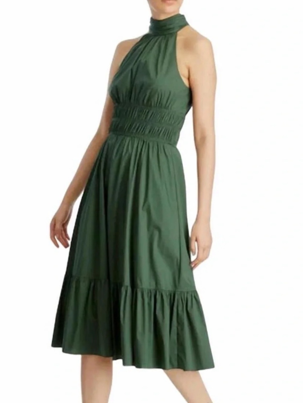 Veronica Beard 100% Cotton Kinney Dress Forest Green 2 Wedding Guest Holiday